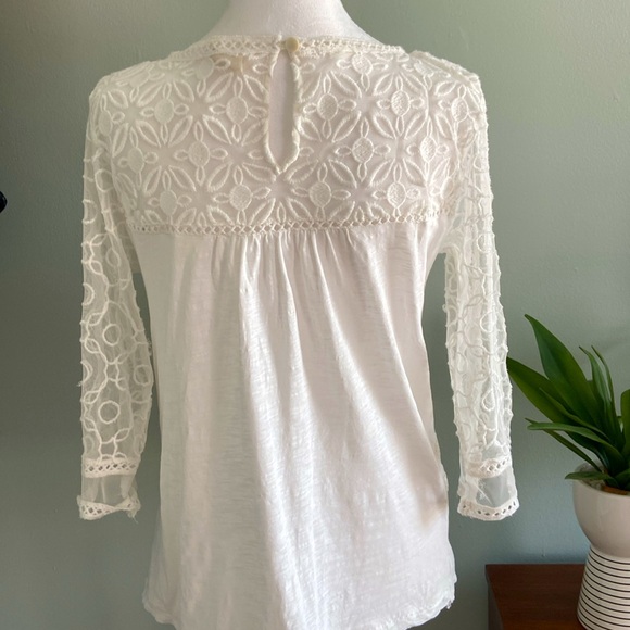Anthropologie Meadow Rue Lace Detail Tee Size Small - Picture 4 of 6